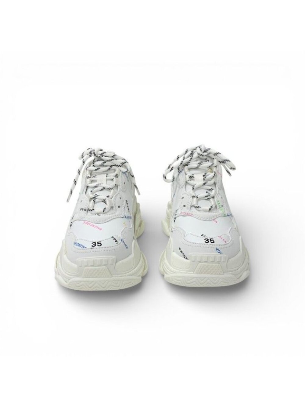 Balenciaga Triple S Sneakers Shoes Leather White Multicolor Logo - Picture 2 of 10